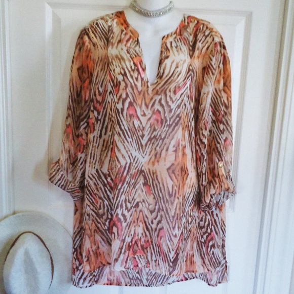 Chico's Tops - CHICOS TRAVELERS SIZE 3 16/18 SEMI-SHEER TUNIC TOP